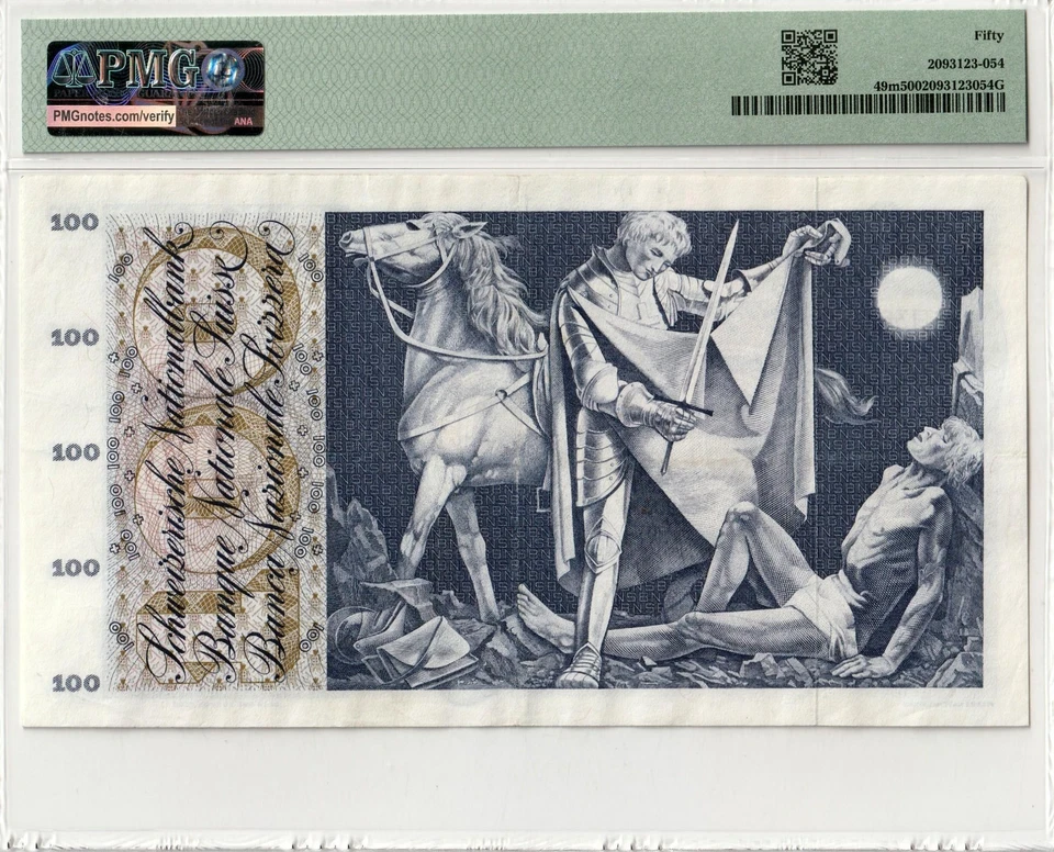 i-200004 Switzerland 100 Franken 1971. PMG 50 - Image 2 of 2