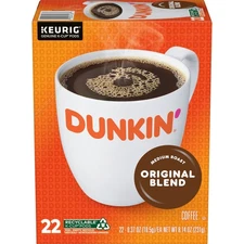 Dunkin' Original Blend Coffee, Medium Roast, K Cup Pods, 22 Count Box