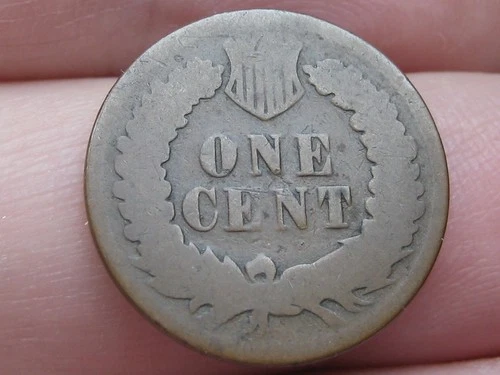 1873 Indian Head Cent Penny- About Good Details, Closed 3, Brown