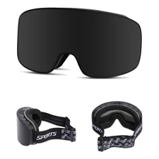 Ski Goggles Pro, Magnetic Snow Goggles UV Protection Interchangeable Lens Black