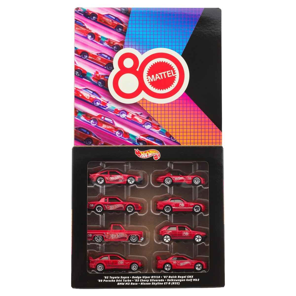 Hot Wheels 赤金炎デザインミニカー Hot Wheels Mattel 80th Anniversary 8-Car Pearl Red Limited Edition