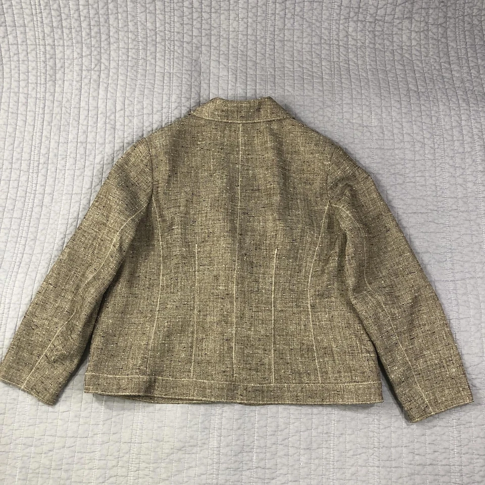 Blazer Coldwater Creek Mujer W18 Espiga Tweed Forrado Botón Chaqueta Clásica Foto 3 de 4