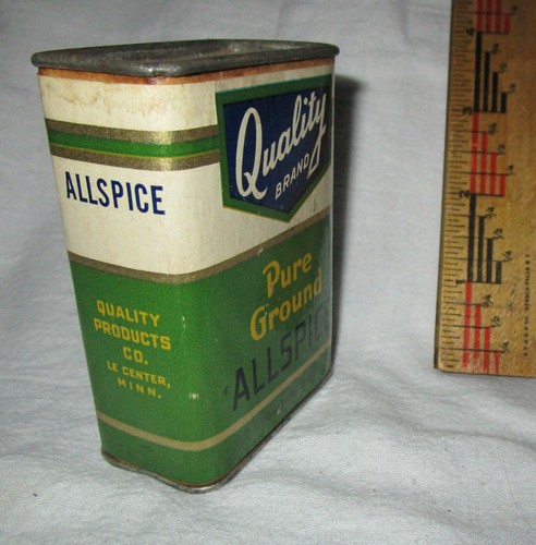 VINTAGE OLD QUALITY ALLSPICE PURE GROUND TIN LE CENTER MINNESOTA ORIGINAL 2 oz - Picture 2 of 2
