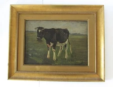 Anton Mauve Calf Portrait (1838-1888) Oil Board Hague School Dutch Neatherlands