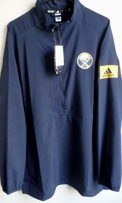 Men's Adidas Buffalo Sabres Hockey 1/2-Zip Loose Fit Pullover Jacket L NWT