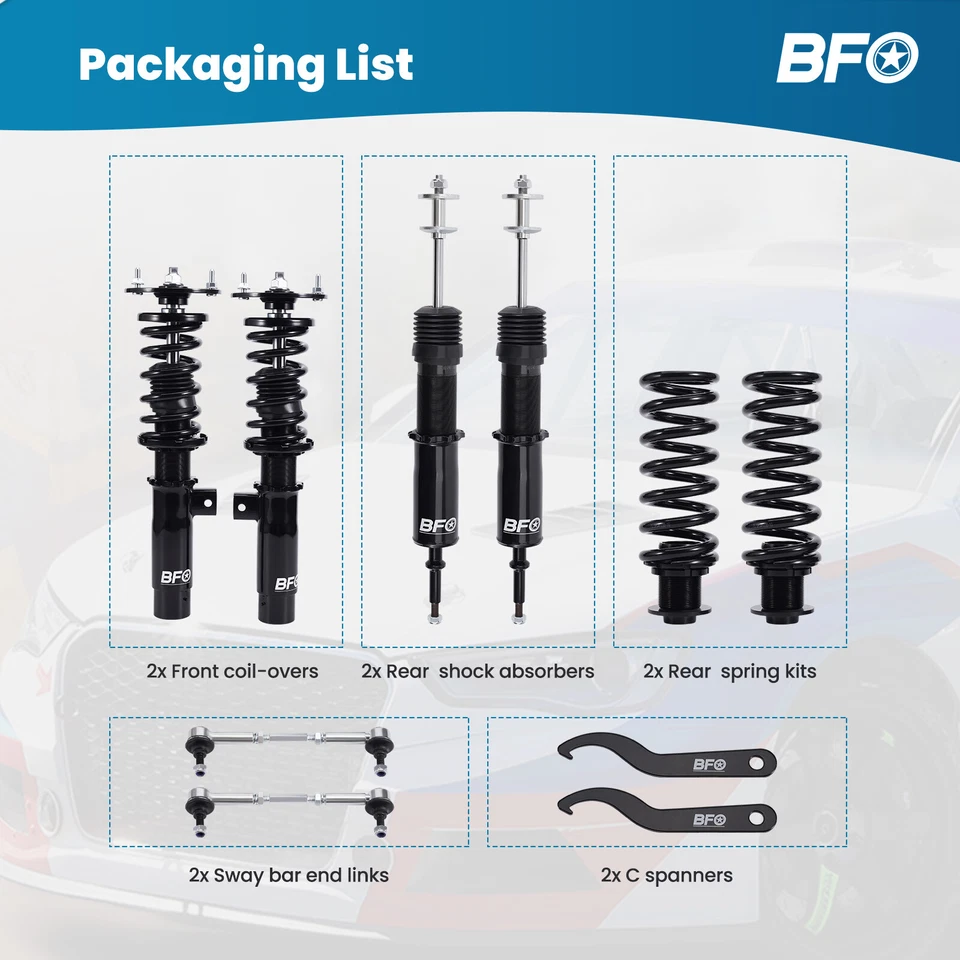 Coilovers para BMW Serie 3 325i 328i 335i E91 E92 tracción trasera altura ajustable Foto 3 de 4