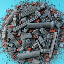 Painted Diorama 1/35 WWII Ruins Building Rubble Brick Military Scene Props Model