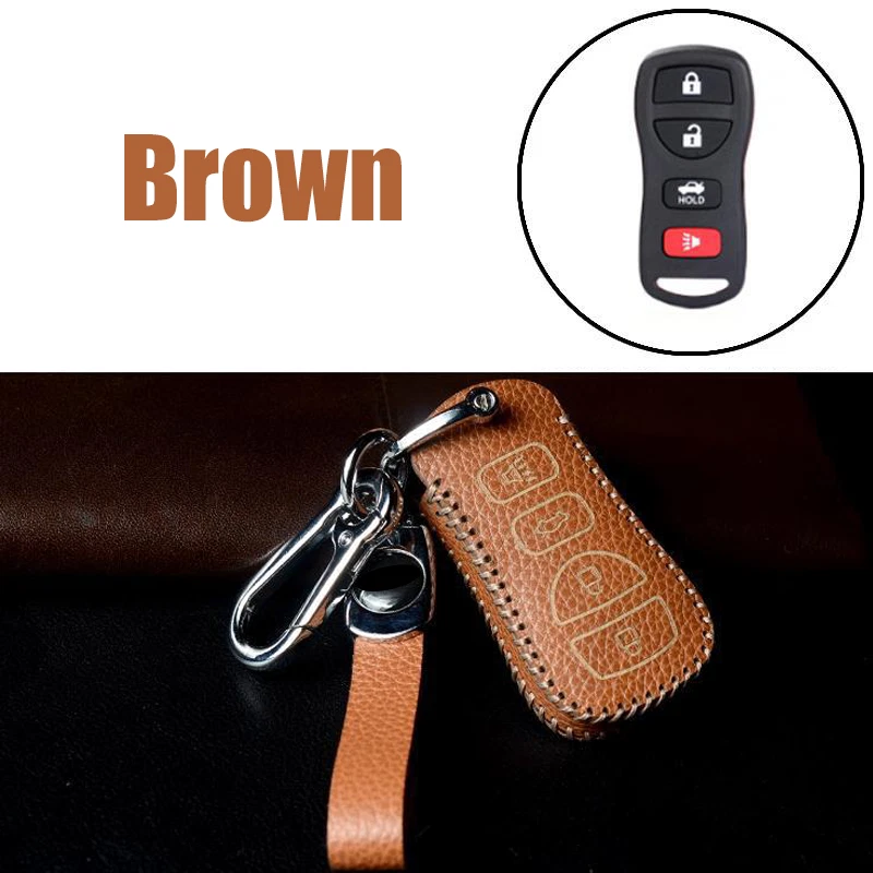 Funda de cuero genuino para llave de coche para Nissan Xterra Altima Sentra 350Z Frontier Foto 4 de 4