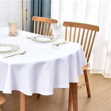 Oval Tablecloth 60x84 Inch Polyester Fabric Table Cloth Solid White