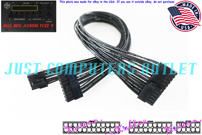  ''Custom'' 12'' MSI PCIE5 (20+4) Pin to (18+10) Pin ATX Power Supply Cable