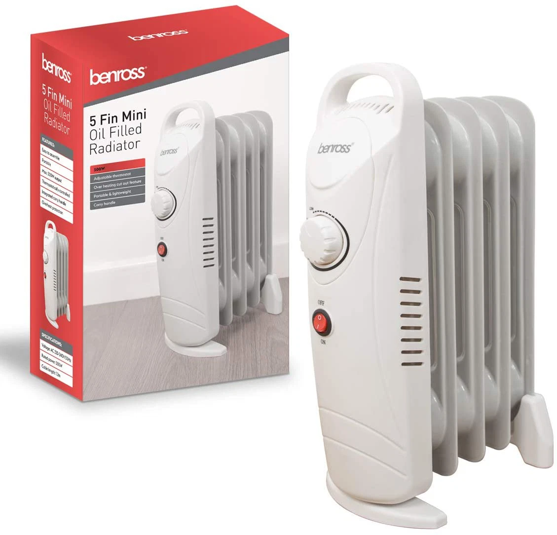 Oil Filled Radiator Small Portable Heater 500w Adjustable Temperature White  | eBay