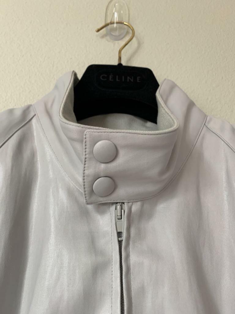 CELINE Cropped Linen Satined Bomber Jacket Grey 34 Phoebe Philo