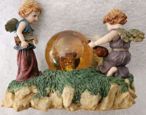 Vintage House Of Lloyd Cherubs At Manger Christmas Baby Jesus Sheep Snow Globe - Picture 15 of 19