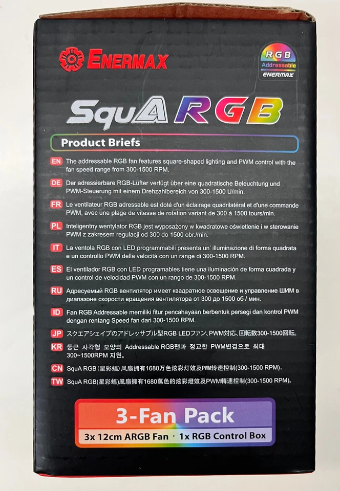 Enermax SquARGB 3-Fan Pack/1x RGB Control Box (UCSQARGB12P-BP3) - Image 4 of 4