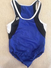 Childs Unisex GK ELITE Black Blue Dance Gym LEOTARD Sz Medium 8 10