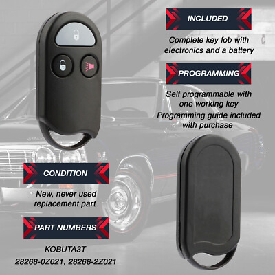 2-Pack Replacement Key Fob Remotes For 1996-1998 Nissan Pathfinder - Self Programmable, Black 1 thumbnail image