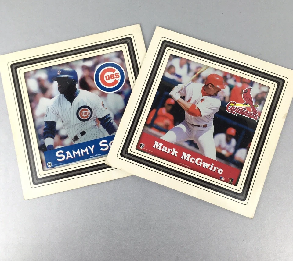 Impresiones bajo vidrio Sammy Sosa & Mark McGwire Home Run Champions 5 1/2" raras Foto 2 de 4