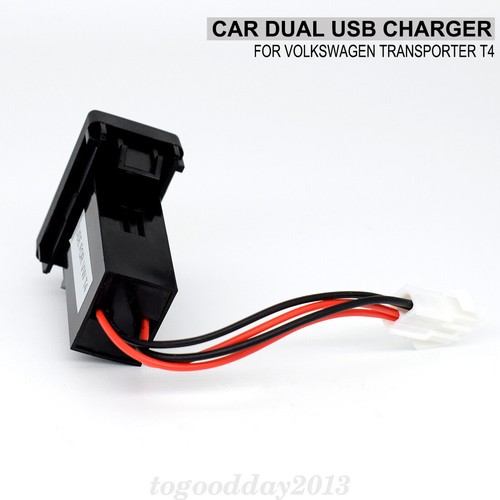 Car Dual USB Charger 2.1A Red Light 2 Ports Phone Socket For VW Transporter T4 - Picture 5 of 8