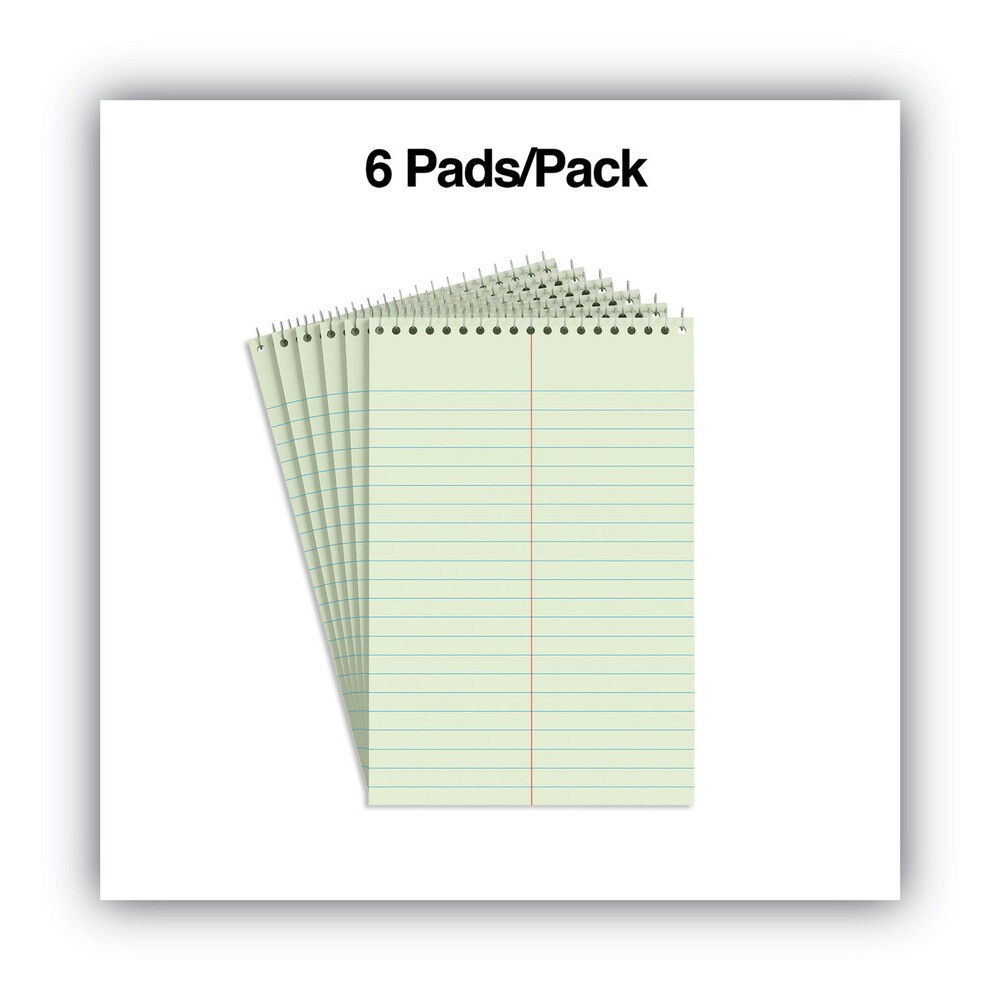 Universal 86920PK 6" x 9" 80 GreenTint Gregg Rule Steno Pads (6/PK