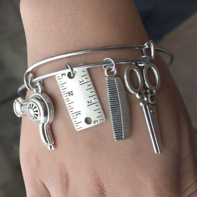 nail tech cosmetology charm bracelet Cosmetology, Hair Stylist Nail Tech #2 Expendable Charms Bangle 