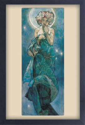ALPHONSE MUCHA MOON 12x18 FRAMED GELCOAT POSTER ART NOUVEAU VINTAGE IMAGE ICONIC