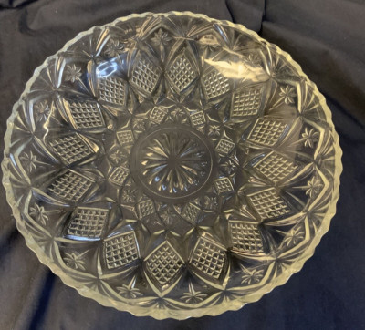 KIG Indonesia Glass Nobs Stars Vintage Large Fruit Candy Dish Bowl 12 