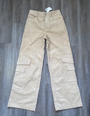 NEW Forever 21 Women's Wide Leg Corduroy Cargo Pants Gorpcore Skater Medium 