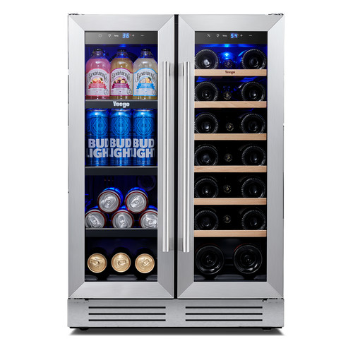 Yeego 24" Wine Cooler&Beverage Refrigerator Dual Zone Large Capacity 2 In 1