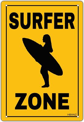 Surfer Girl Zone Vintage Metal Tin Sign Surf Beach Sign for Home Bathroom Bar Pu