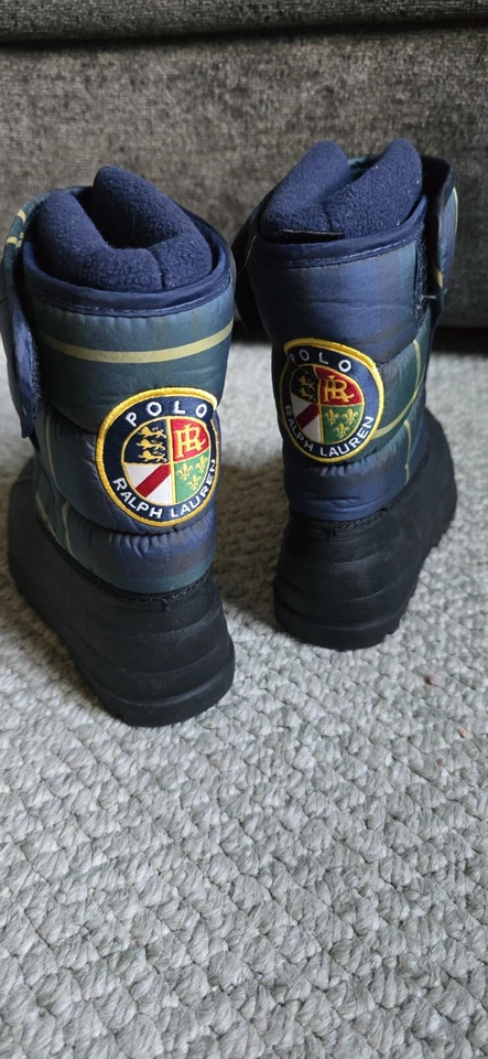 Botas Polo Ralph Lauren Multi Xadrez Botas de Neve Criança Tamanho 8 - Imagem 3 de 4