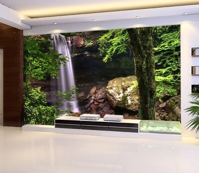 3D Rock Waterfall ZHUA47766 Wallpaper Wall Murals Removable Self-adhesive Ann