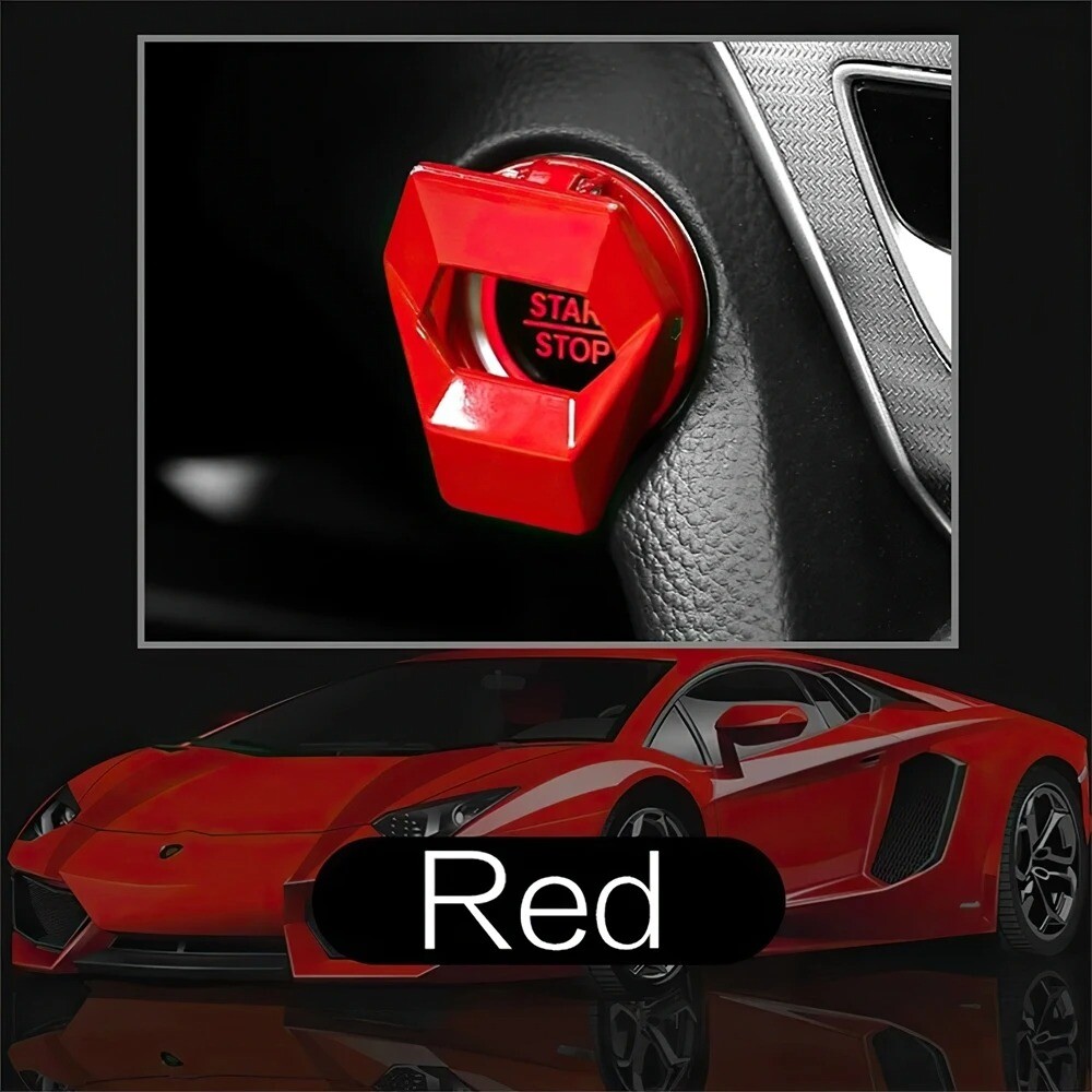 Carbon Car Fiber Engine Start Stop Push Button Switch Cover Trim Accessories