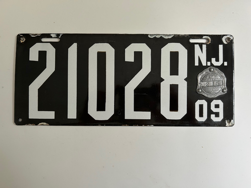 1909 New Jersey Porzellan Nummernschild GLÄNZEND SCHÖN!! 100% Alles Original