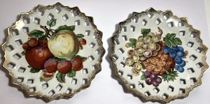 Vintage Norcrest Fine China Plates Set Of 2 Fruit Grapes