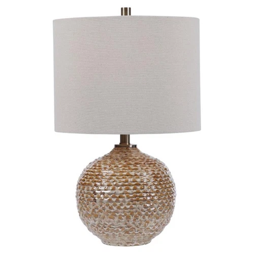 Uttermost Lagos Transitional Ceramic Metal and Fabric Table Lamp in Rust Brown - Picture 1 of 7