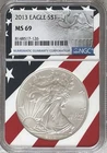 2013 $1 American Silver Eagle NGC MS69 Flag Label 1 Oz .999 Fine Bullion Coin