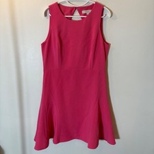LOFT Fit and Flare Dress Size 10 Hot Pink Cutout Back Sleeveless