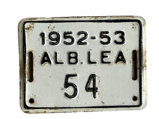VINTAGE METAL BICYCLE LICENSE PLATE 1952 1953...