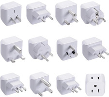World Travel Adapter Set 11-Pack, USA to Global, Safe Grounded for Phones  Lapt