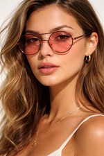 VTG Fendi 840 Rose Tint Sunglasses Round Aviator Burgundy Metal Italy Y2K