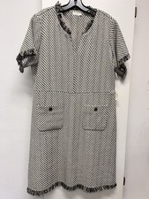 NWT Spartina 449 Willette Tweed Dress Women’s Size 16 Runs Small Black White Tan