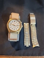 Vintage Seiko Bell-Matic 4006-7028 Automatic Alarm Watch 38mm Gold SS Works 