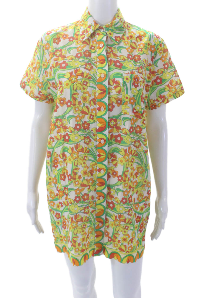 Solid & Striped Womens Button Up Collared Floral … - image 1