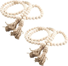 60 Inches Wood Bead Garland,Wooden Beads with Tassel,Farmhouse Beads