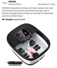 HOSPAN Collapsible Foot Spa with Heat, Bubble, Red Light,and Temperature Control
