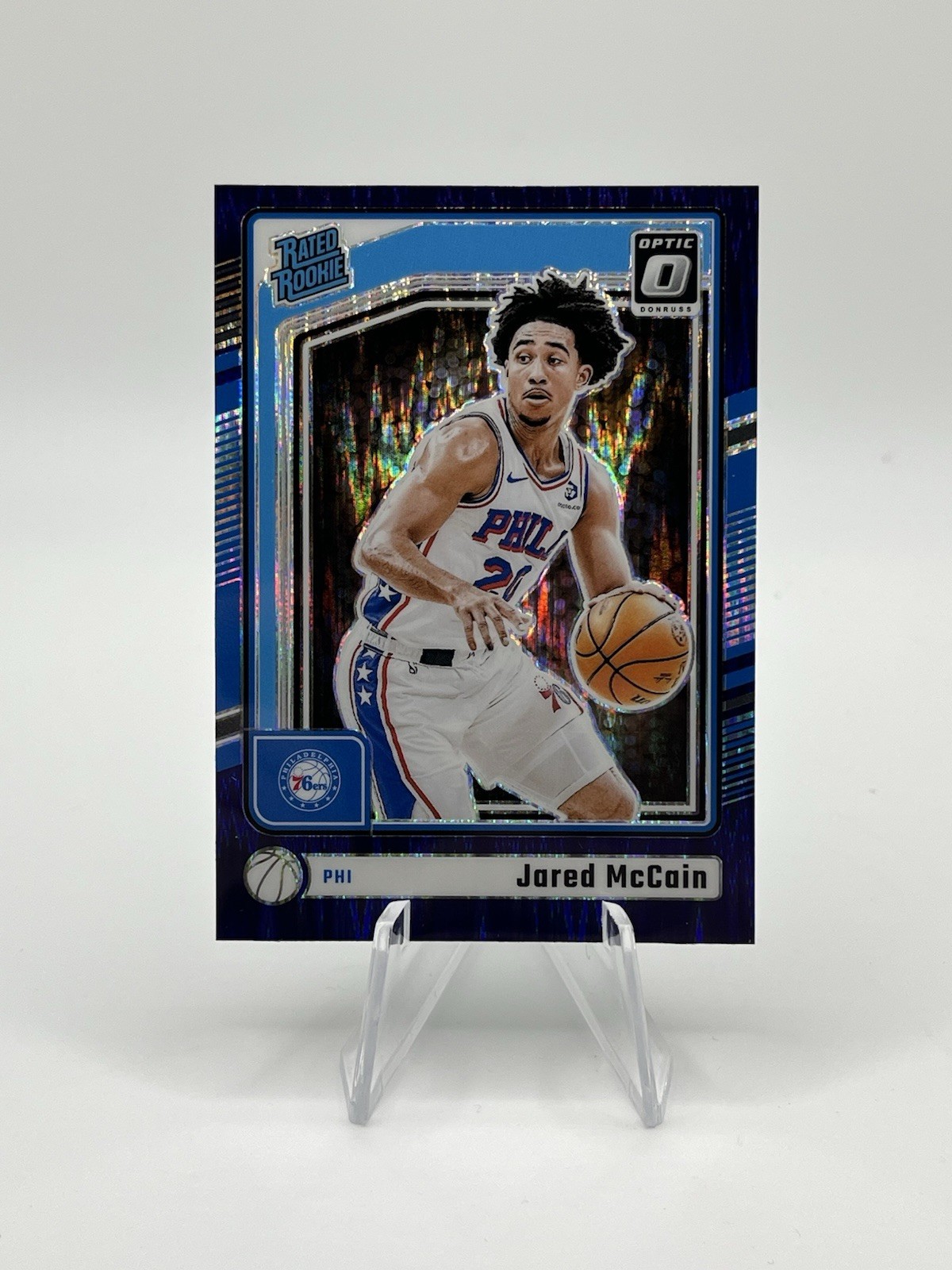 Jared McCain RATED ROOKIE Blue Velocity Prizm 2024-25 Donruss Optic #270