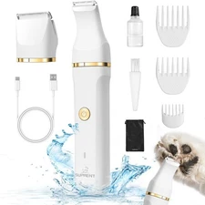 Dog Clippers for Grooming with 2 Blades, Quiet Small Dog Cat Paw Trimmer, Waterp