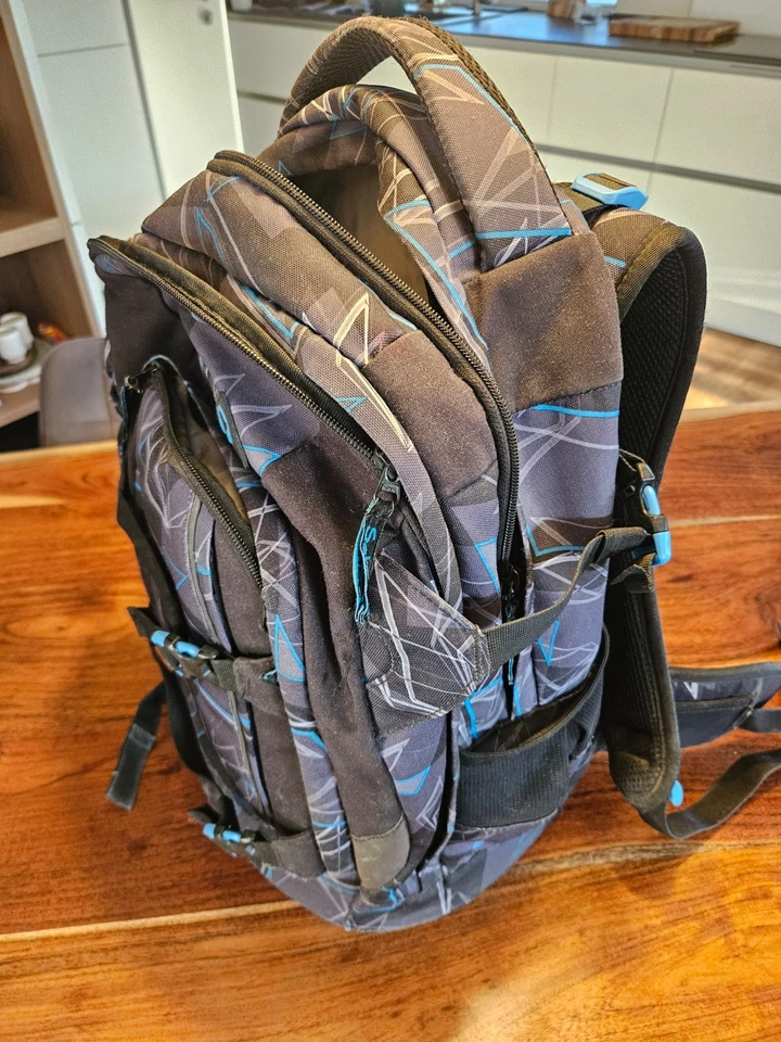 Satch Pack Schulrucksack Blue Triangle / blaue Dreiecke, gebraucht - Bild 3 von 4