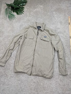 Vans Jacket Mens Medium Beige Canvas Full Zip Classic Fit Skateboarding Shirt