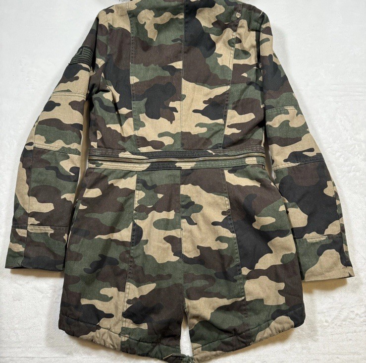 TRUE RELIGION Women’s Camo Faux Fur Hooded Luxe Parka Jacket Cargo Utility S image 9